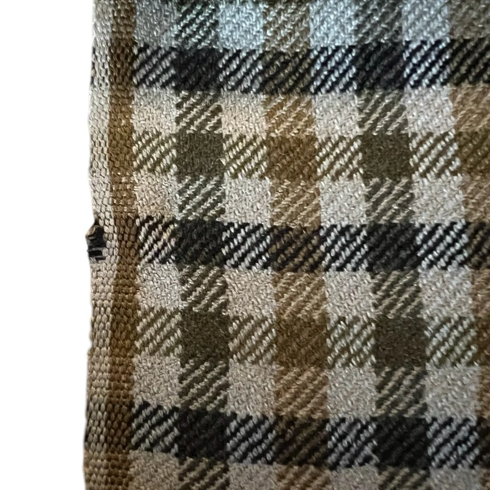 Pronto Uomo Fine 100% Wool Thin Plaid Check Scarf, Gray Brown & Blue